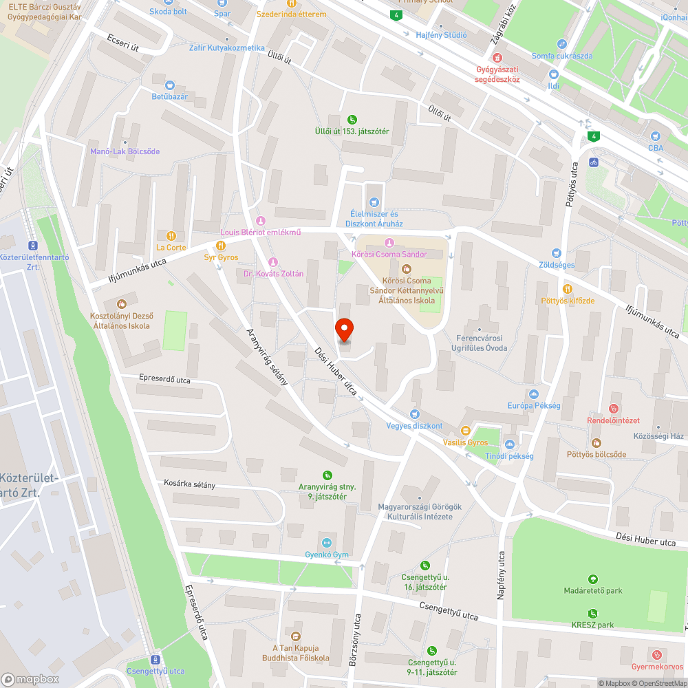 Kiszáradt fa bejelentés helye