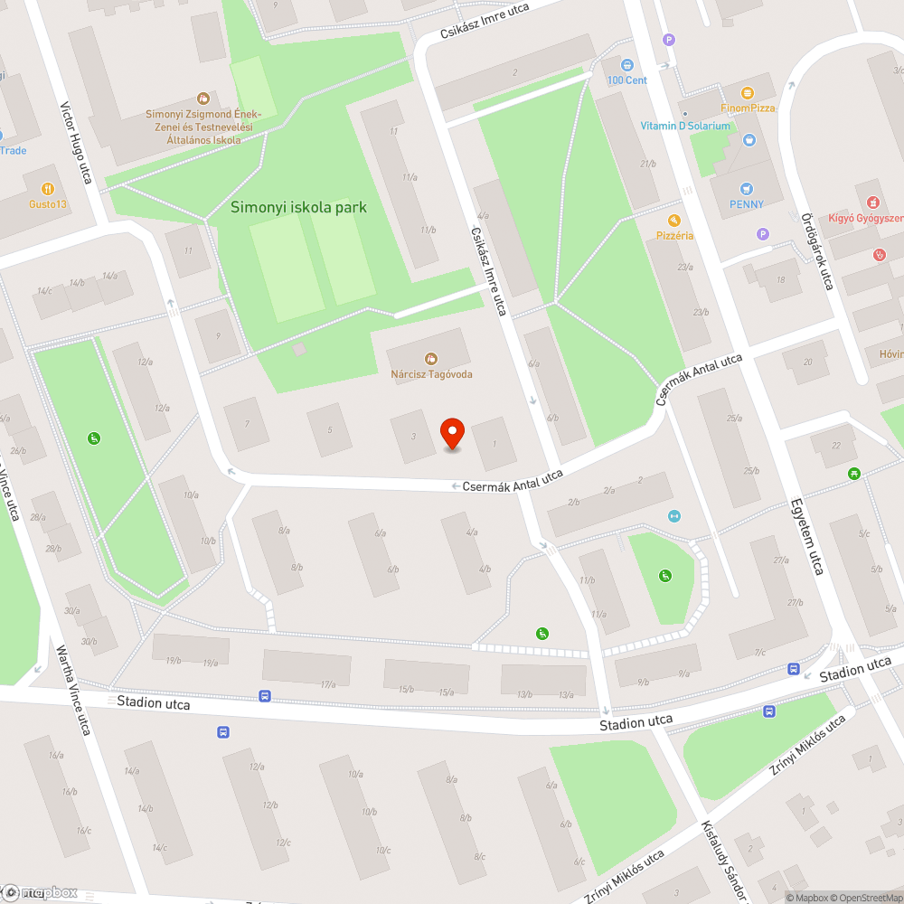 Törött pad bejelentés helye