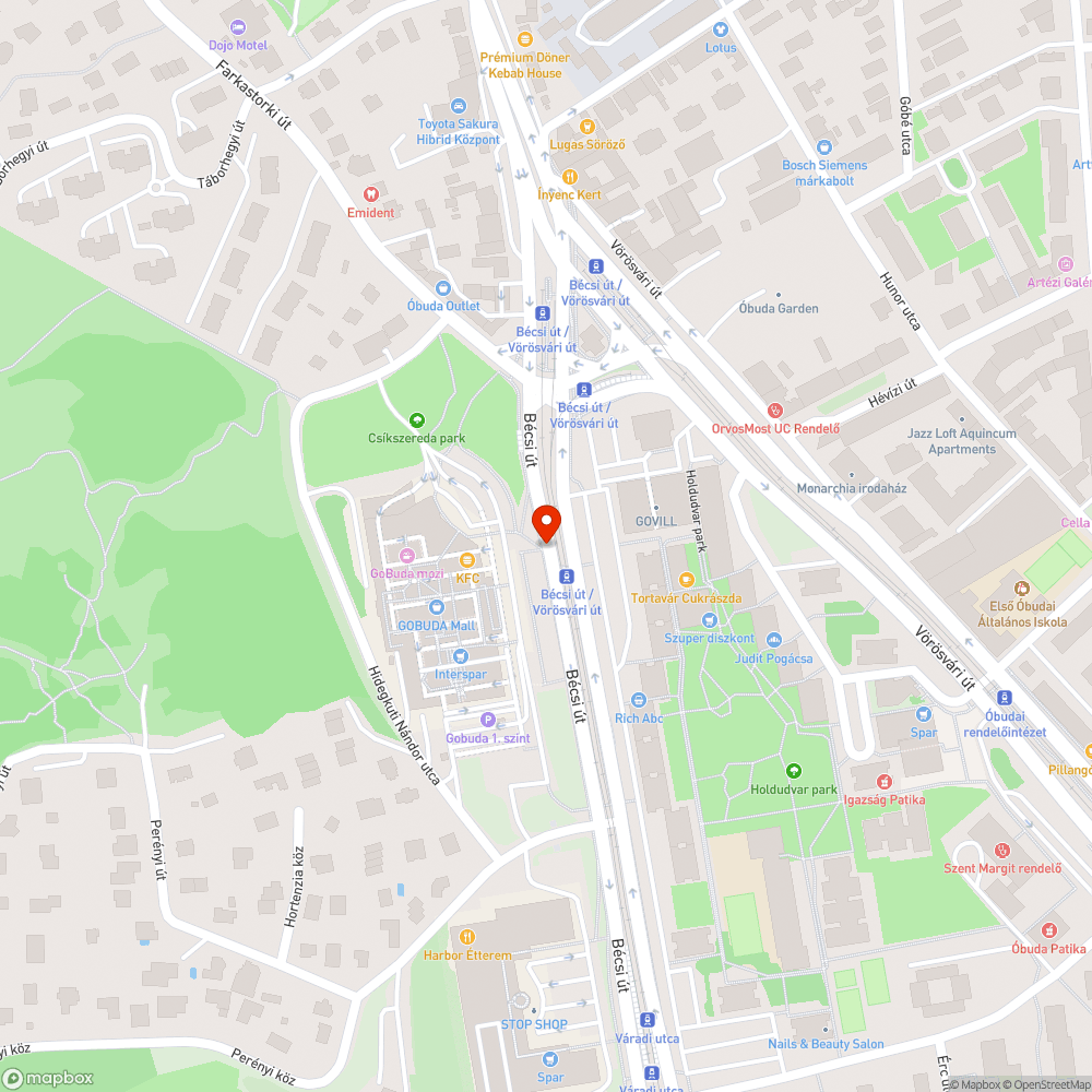 III. Bécsi út (Eurocenter előtt) fás növényzet járdában bejelentés helye