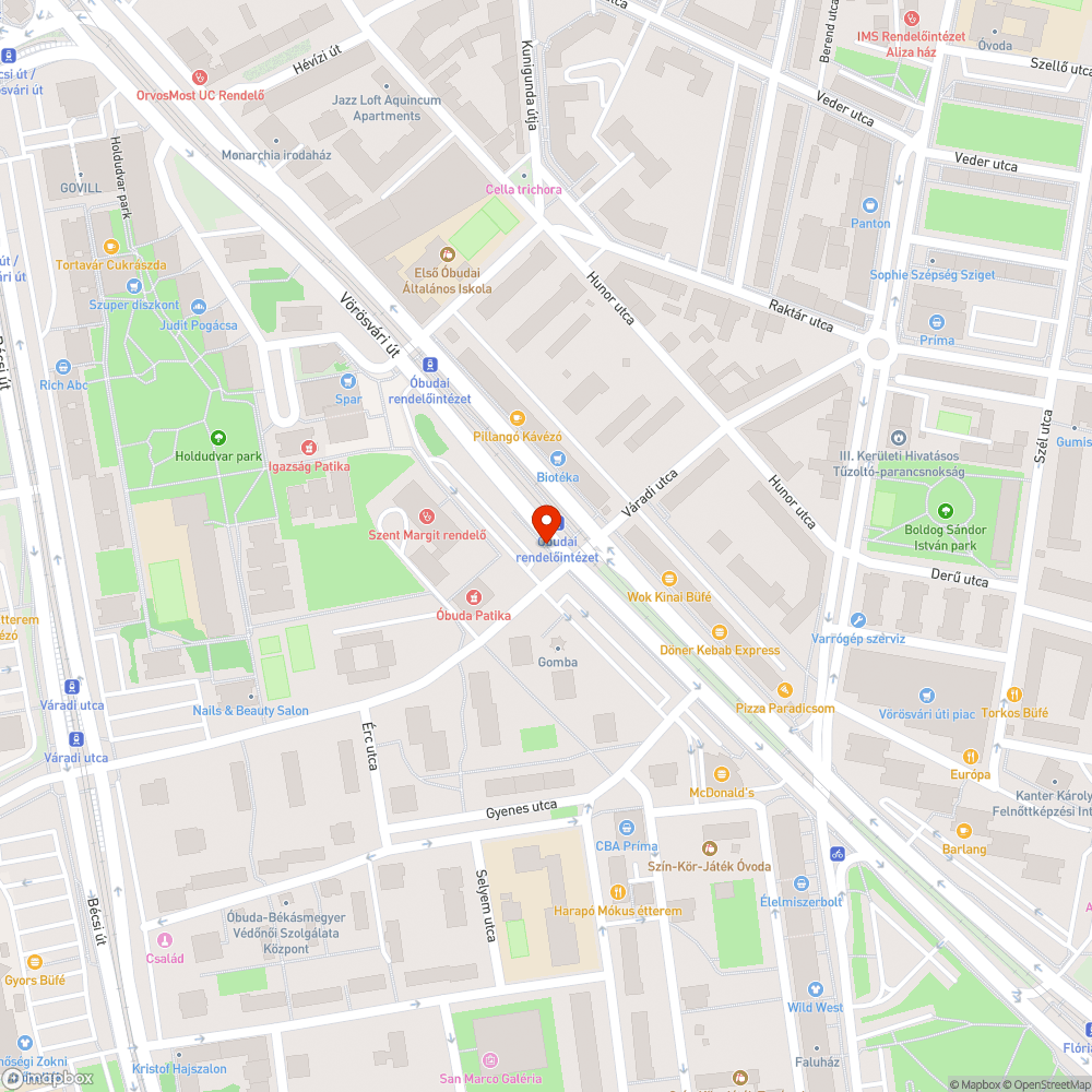 III. Váradi S. utca - Vörösvári út parkolóban szerelvényhiba bejelentés helye