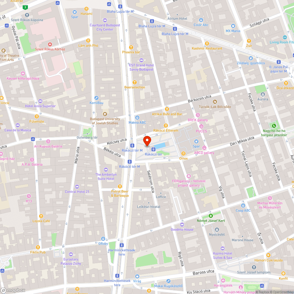 Rákóczi tér bejelentés helye