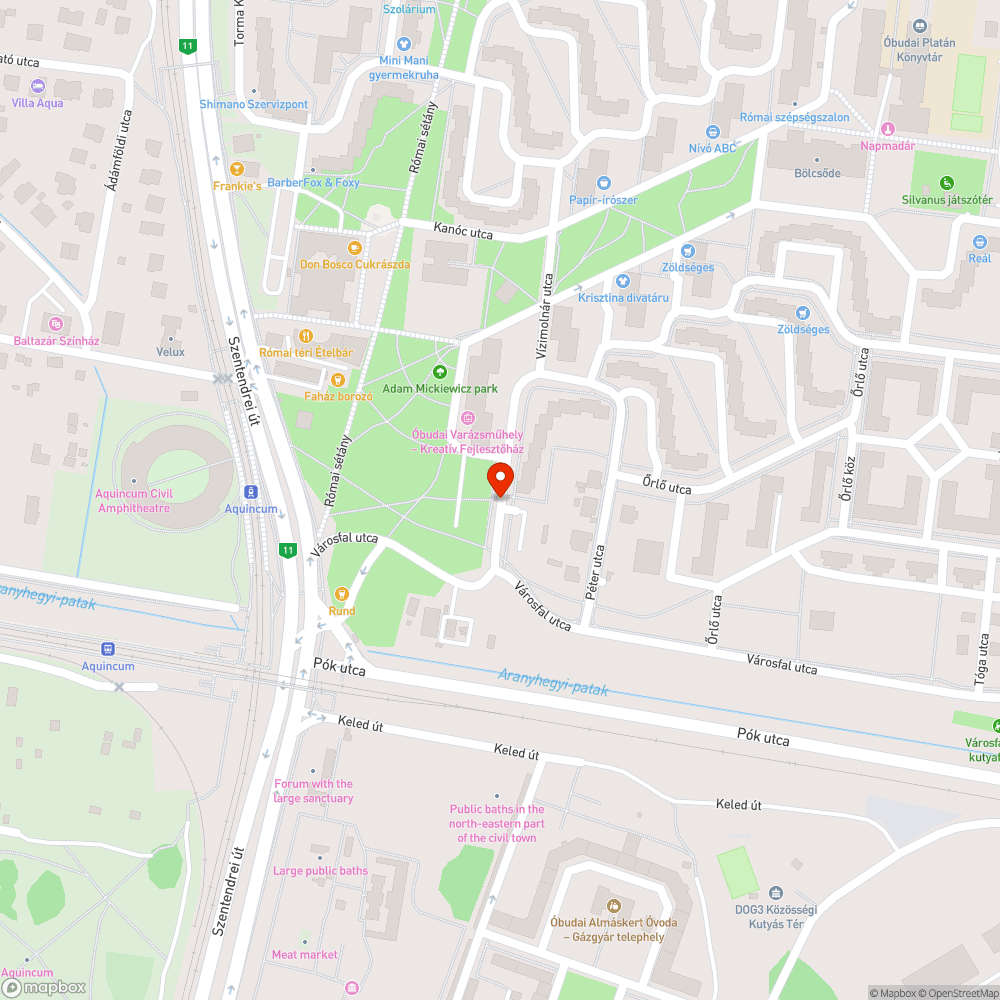 Vizimolnár utcai kátyúk bejelentés helye