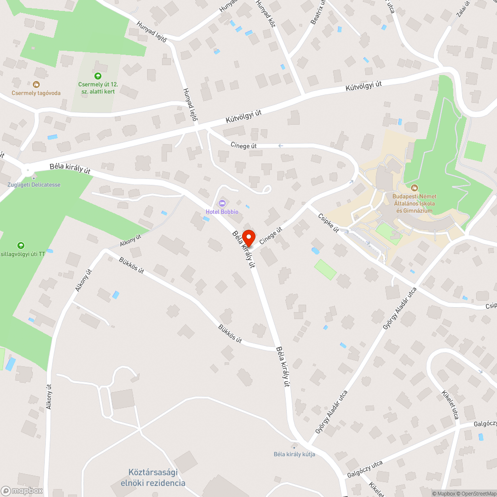 Hiányzó Cinege út utcatábla bejelentés helye