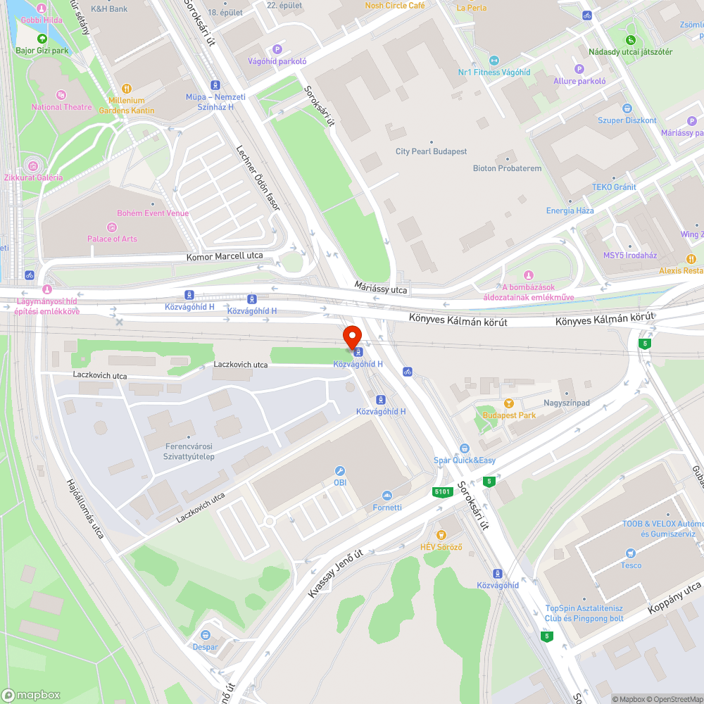 Kiégett lámpák a Közvágóhídon bejelentés helye