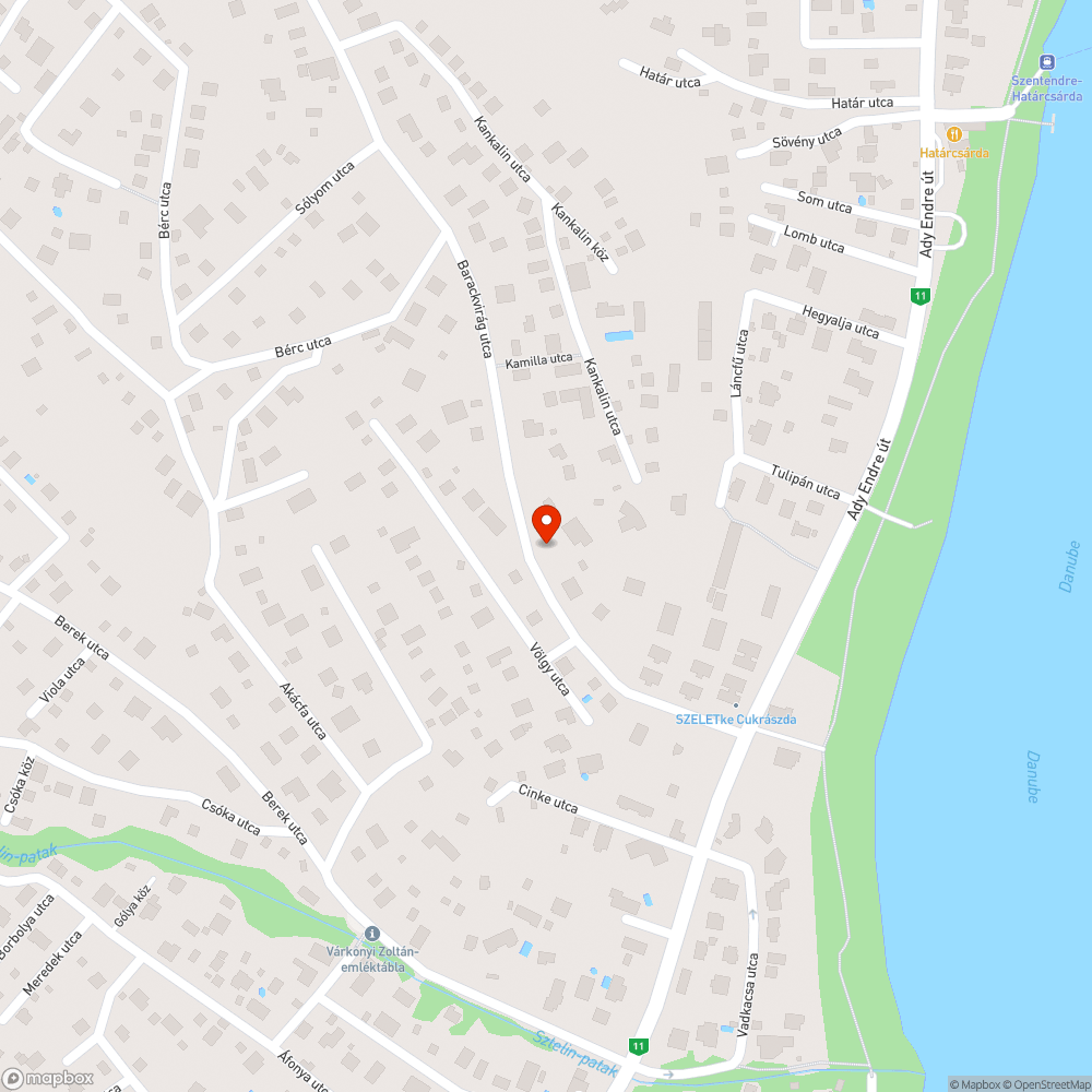 Kátyú a Barackvirág út 7. sz. előtt bejelentés helye