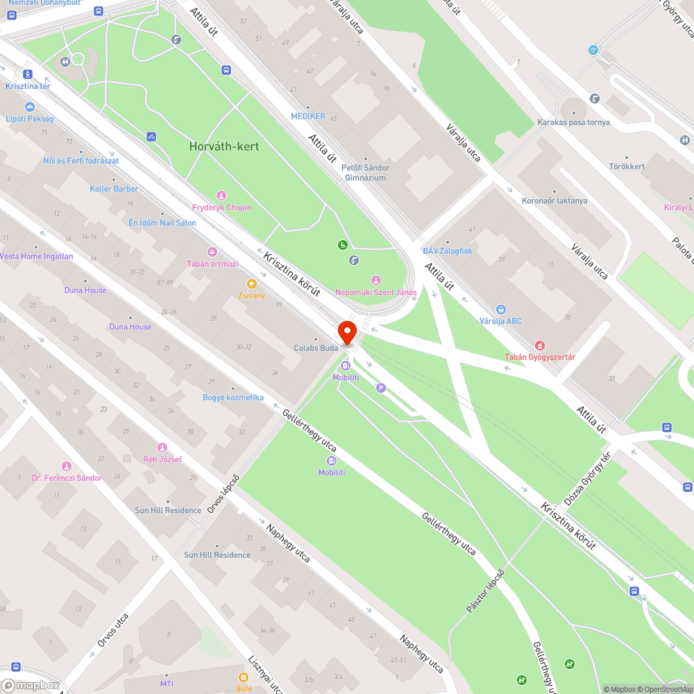 Kátyús, repedt fedlap a Krisztina körúton bejelentés helye