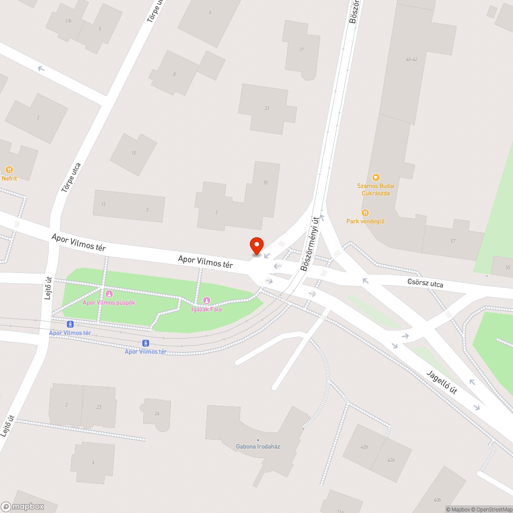 Eltömődött víznyelő az Apor Vilmos térnél bejelentés helye