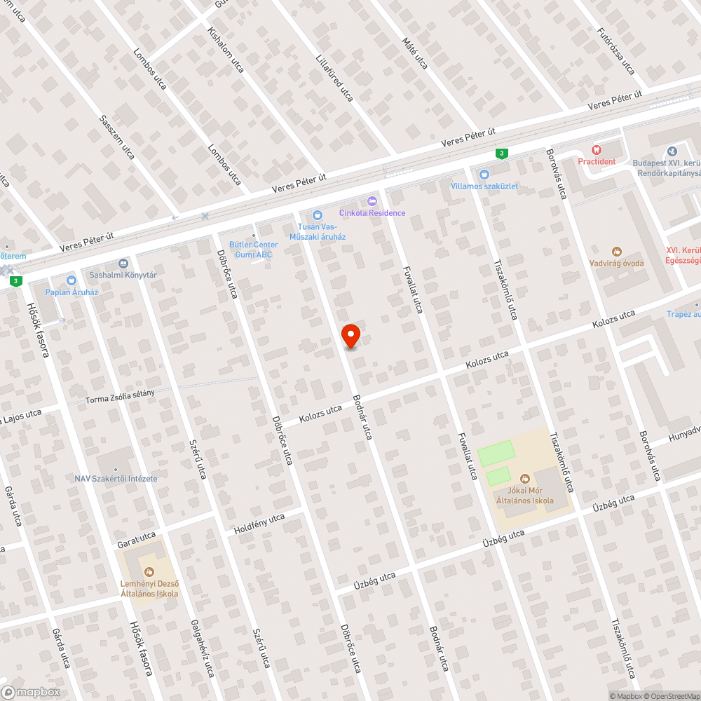 Beszakadt úttest bejelentés helye