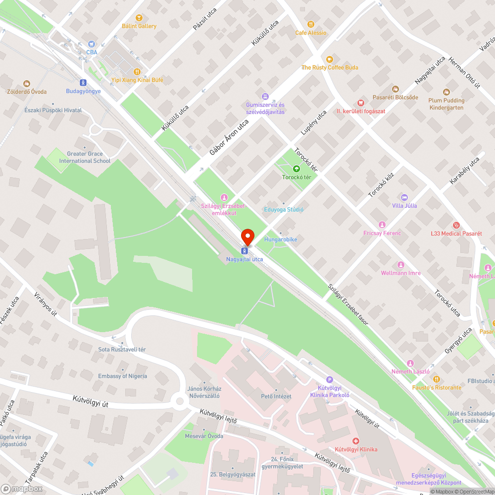 Nagyajtai utcai buszmegálló bejelentés helye