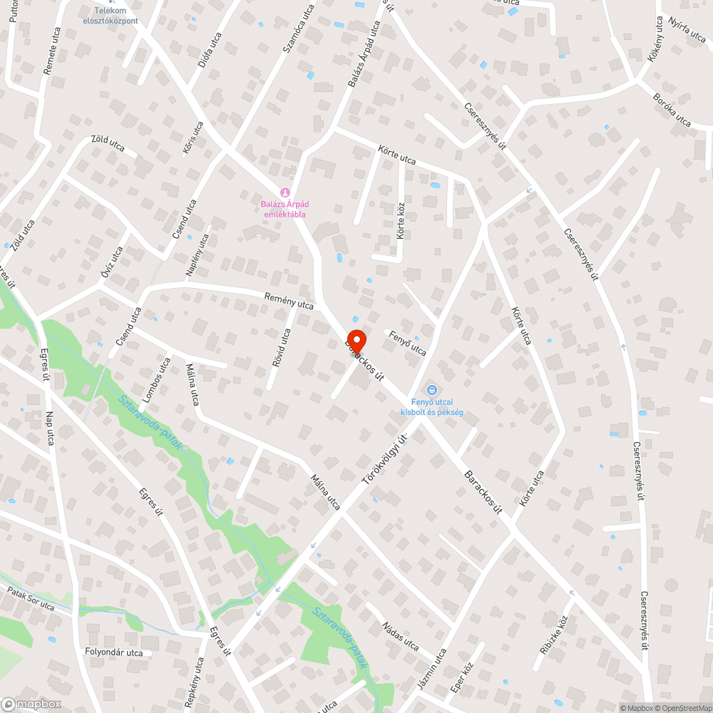 Szentendre Barackos út 44 és 42 előtti kátyúk bejelentés helye