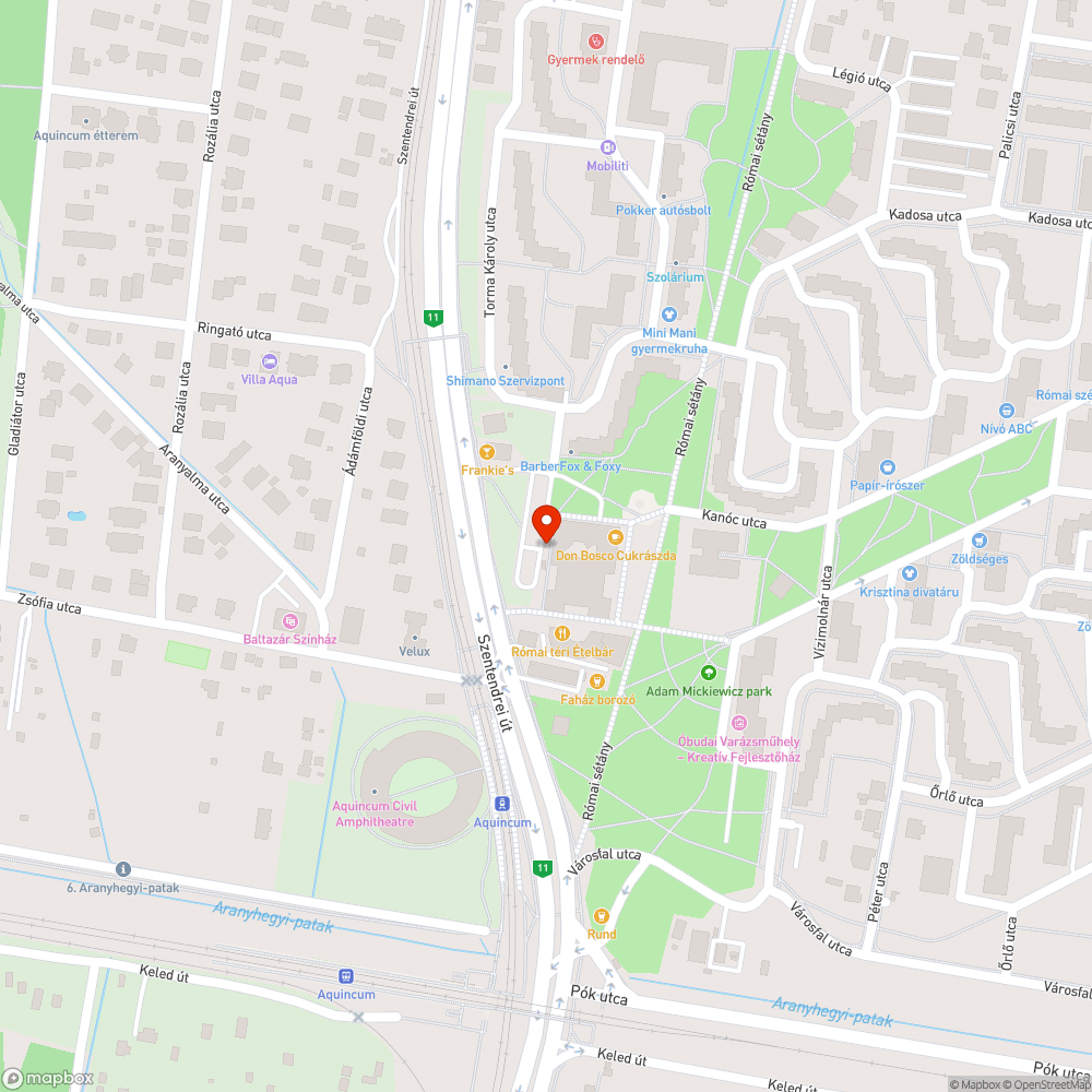 Római téri kátyú bejelentés helye