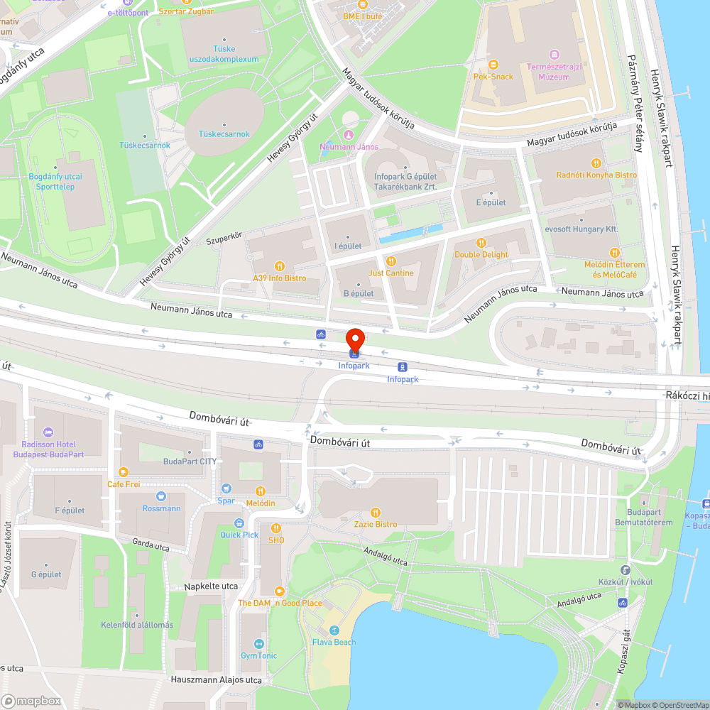 Infopark megálló bejelentés helye