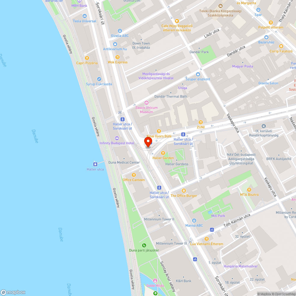 Haller-Soroksári út sarkon gödör bejelentés helye