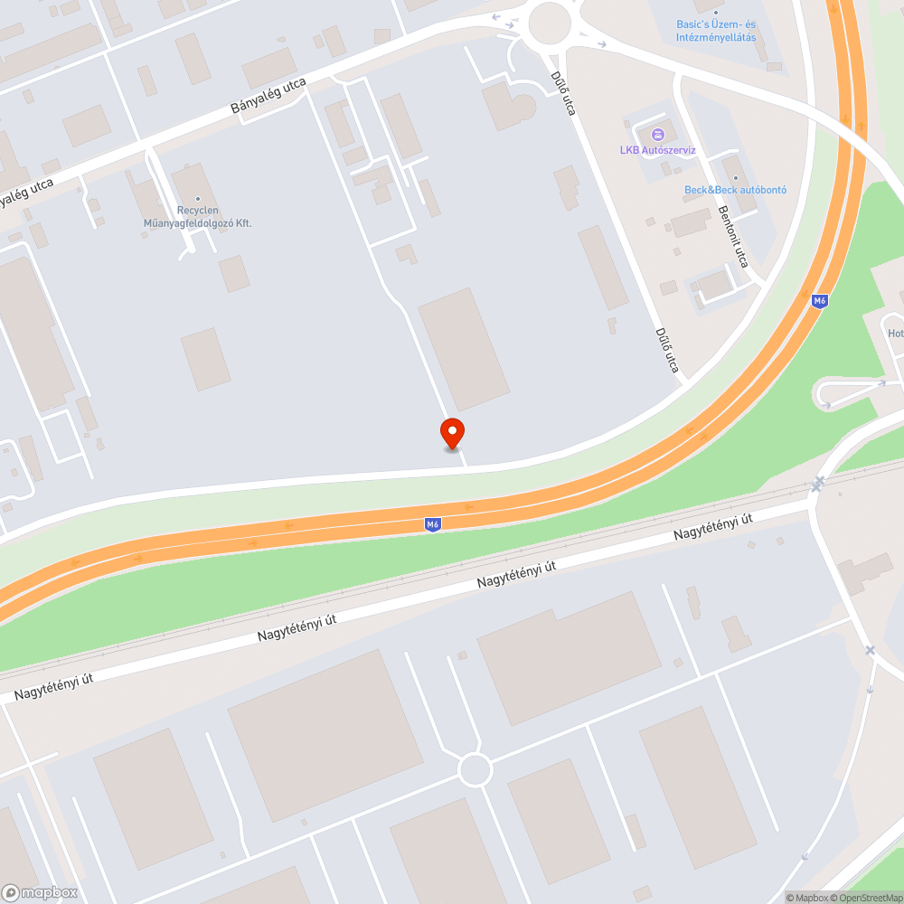 Illegális hulladéklerakó az M6 szervizútján bejelentés helye