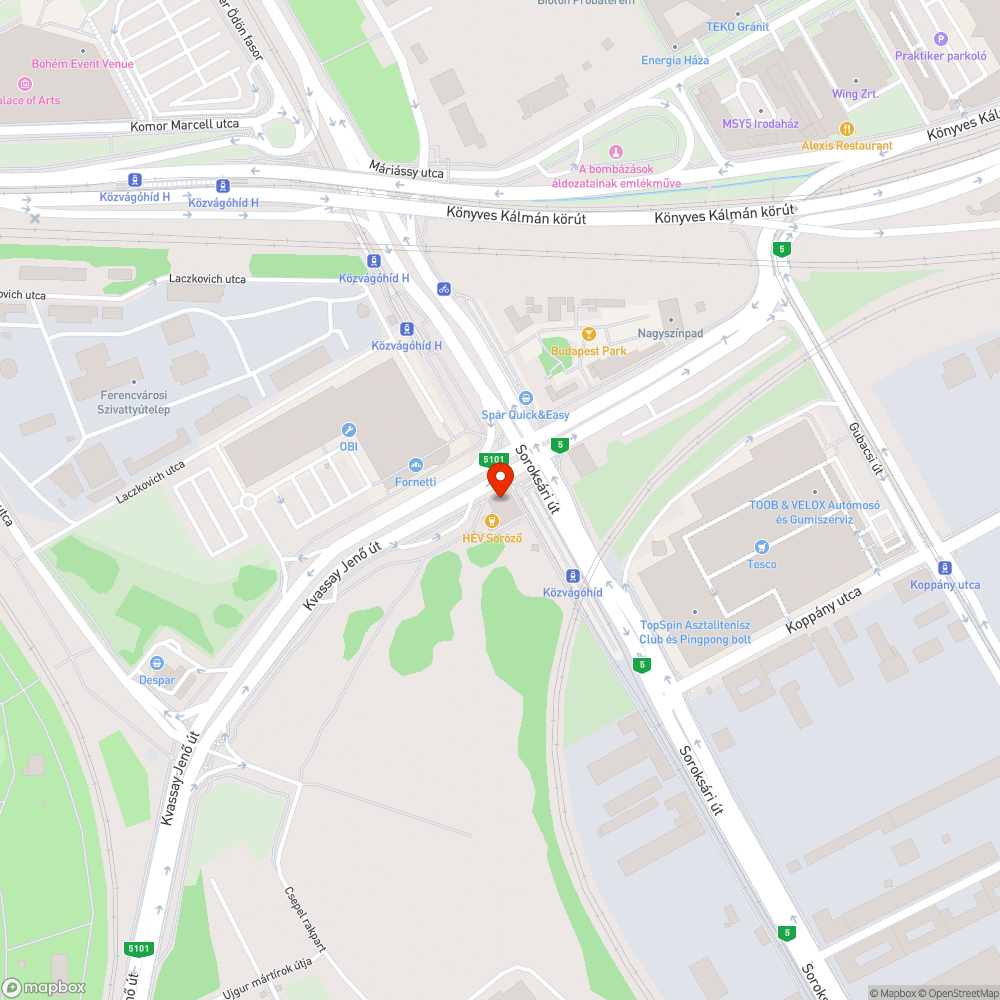 Közvágóhíd kerékpárút állapota bejelentés helye