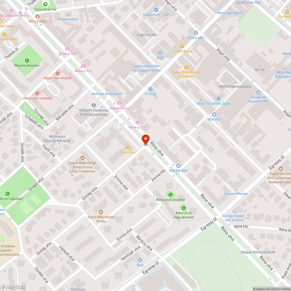 Rona utca elott bejelentés helye