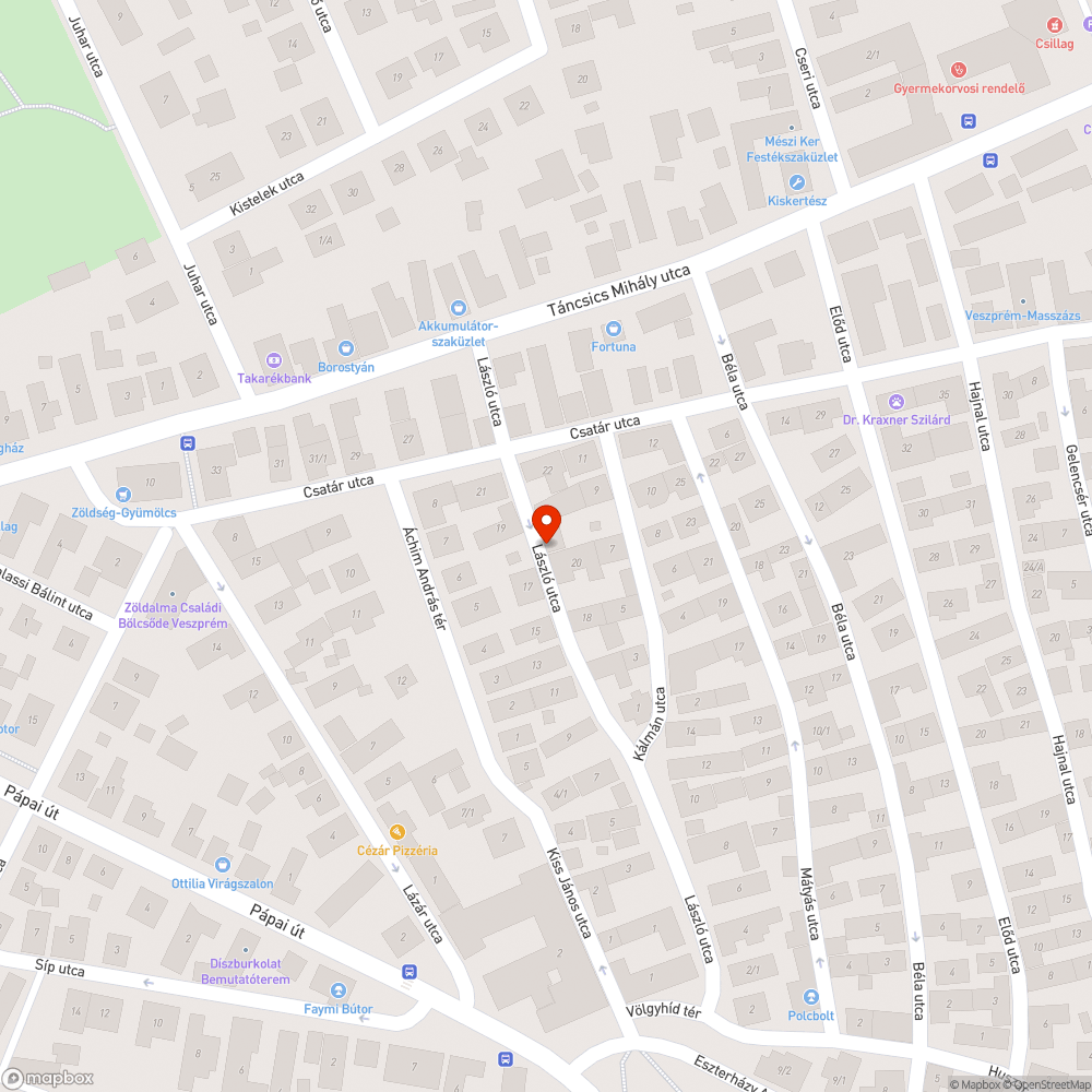 Kátyú a László utcában bejelentés helye