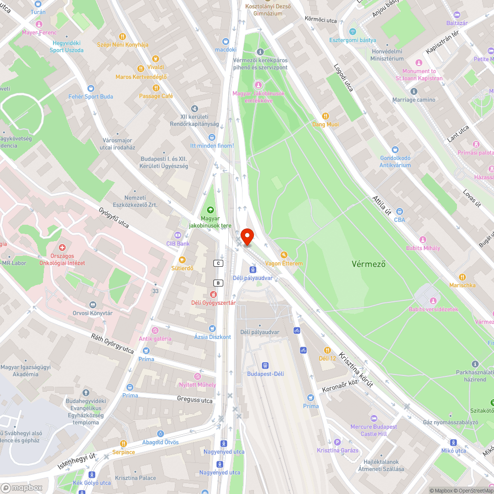 Falomb és villamos felsővezeték érintkezés a Déli pályaudvarnál bejelentés helye