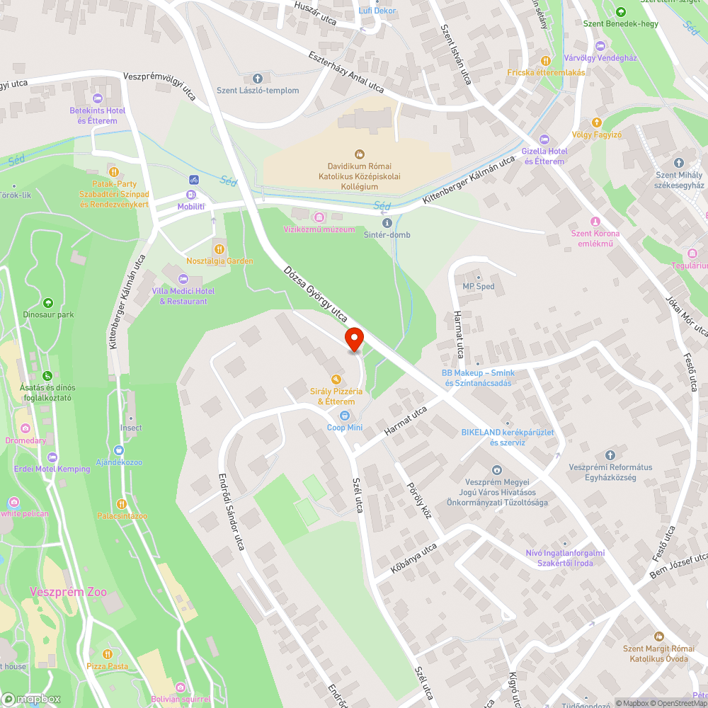 Kátyú a Sirály pizzériánál bejelentés helye