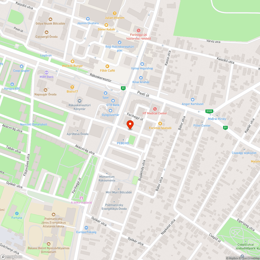 Rossz állapotú utak a városközpontban bejelentés helye