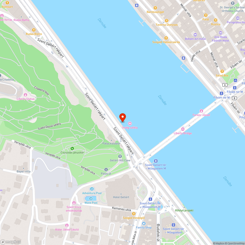 Kiszáradt fák a Gellért rakparton bejelentés helye