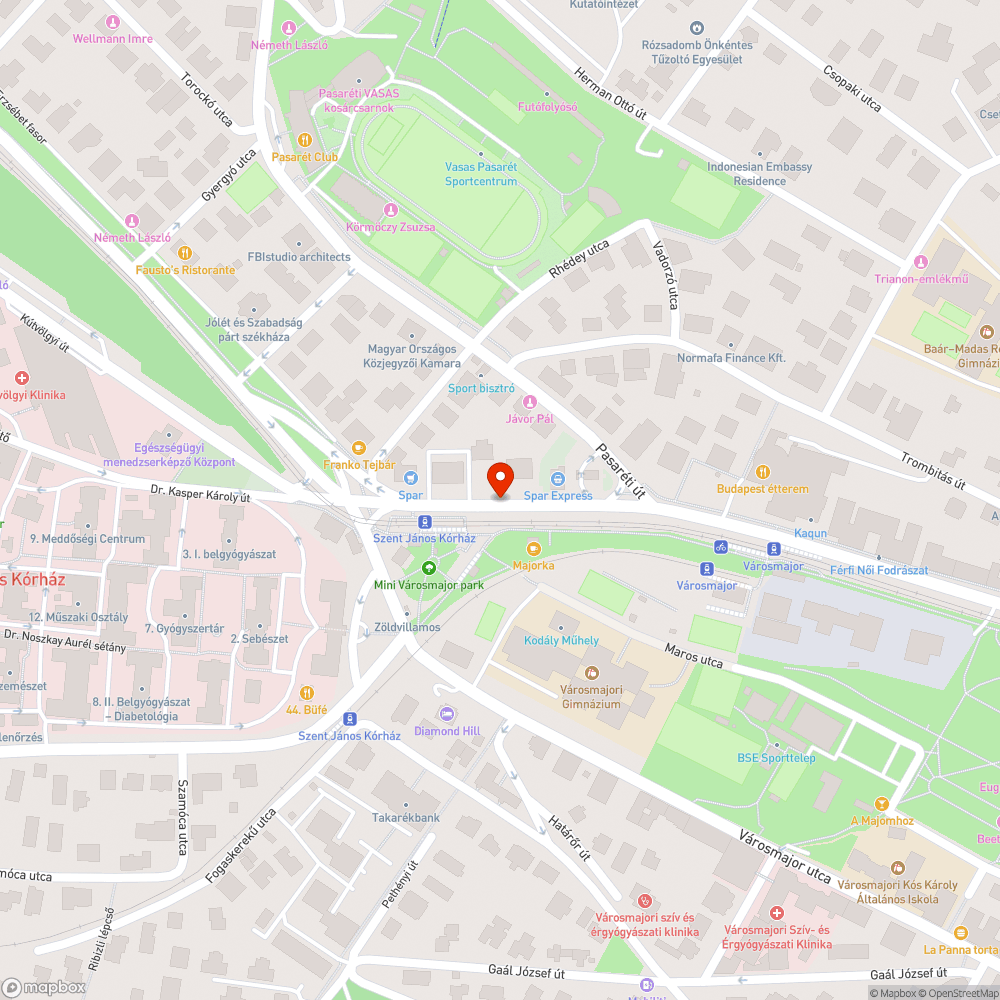 Kerékpárút / villamossín találkozása a János Kórháznál. bejelentés helye