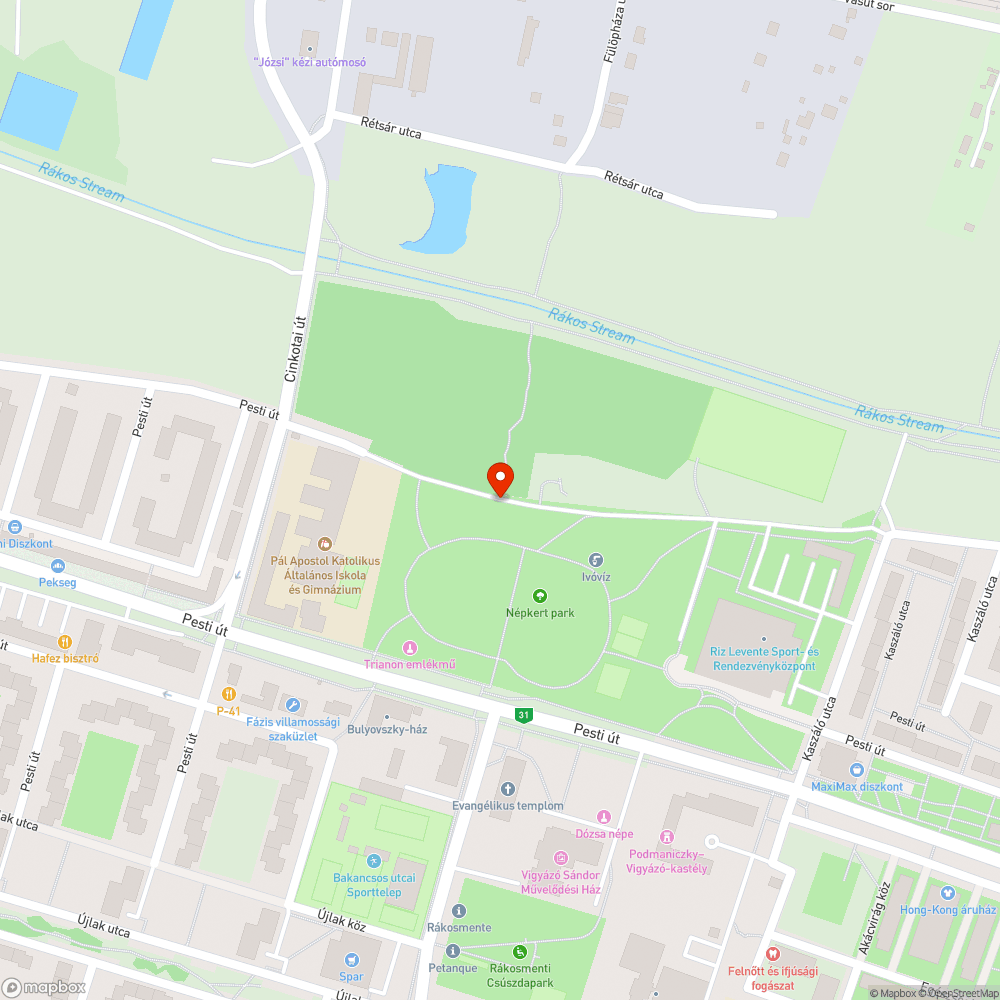 Népkert sportpálya és íjász pálya parkolás bejelentés helye