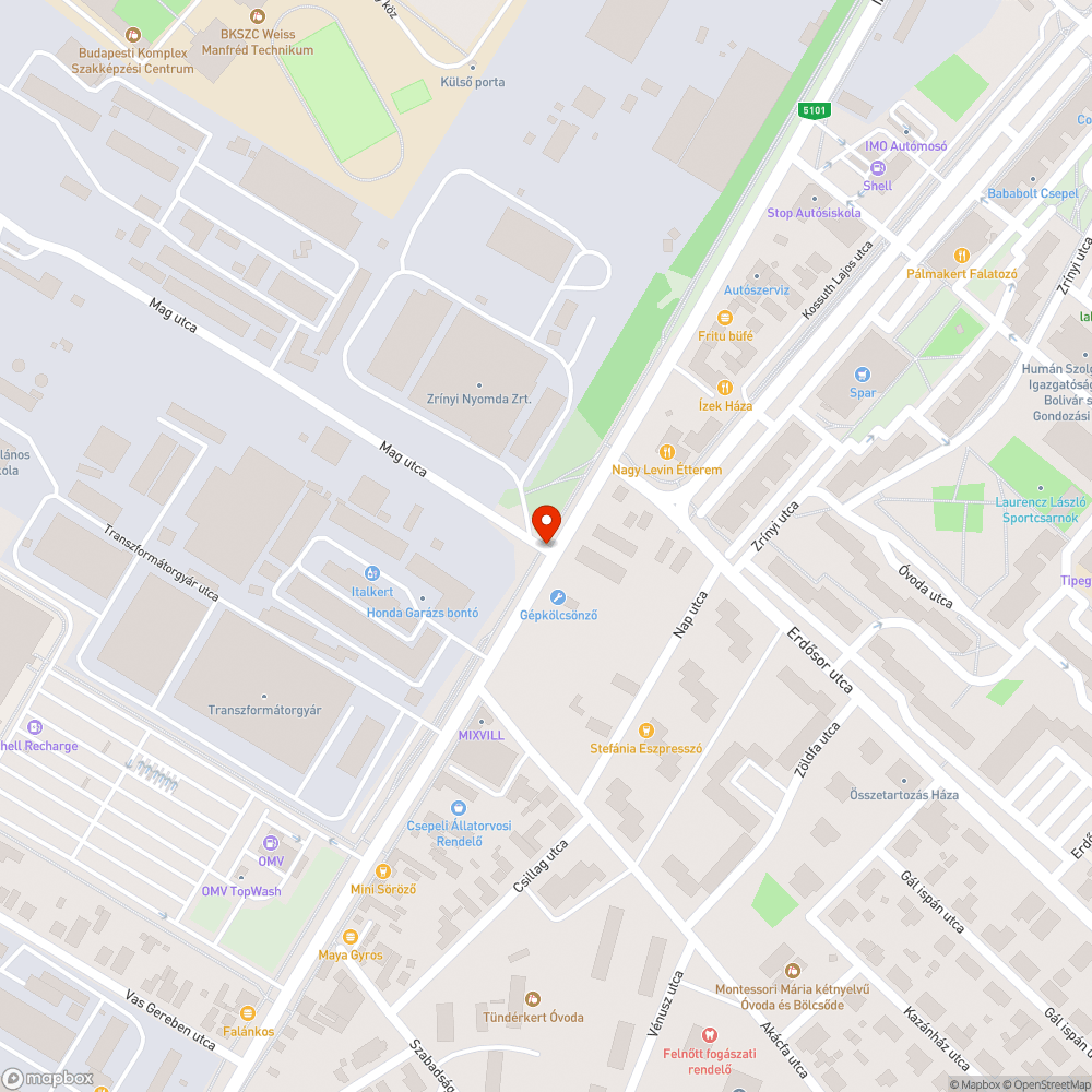 Veszélyes úthiba Csepelen bejelentés helye