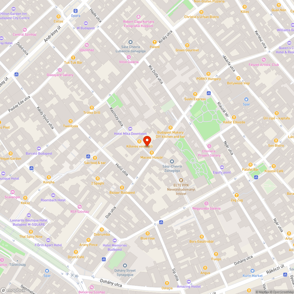 Kazinczy utcai kátyú bejelentés helye