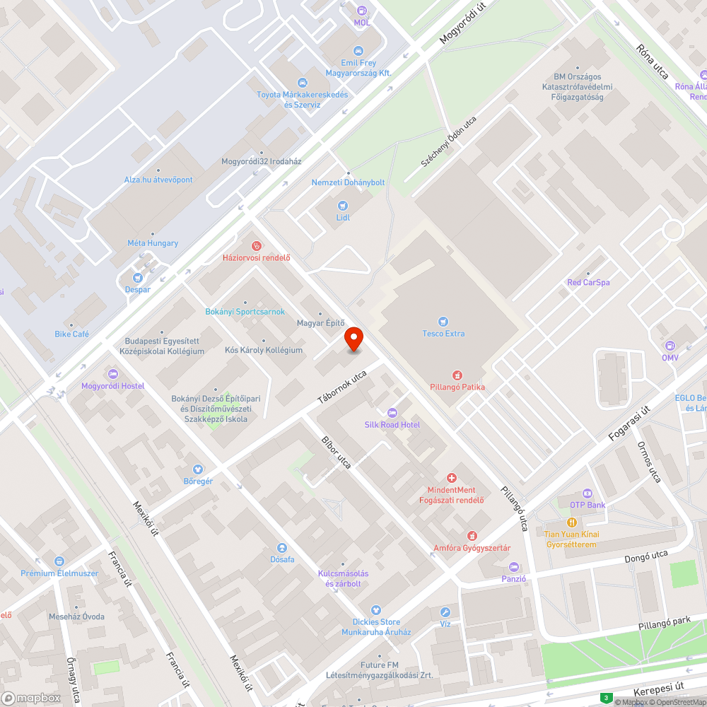 XIV. ker. Pillangó utca - Tábornok utca hátrahagyott burkolatbontás bejelentés helye