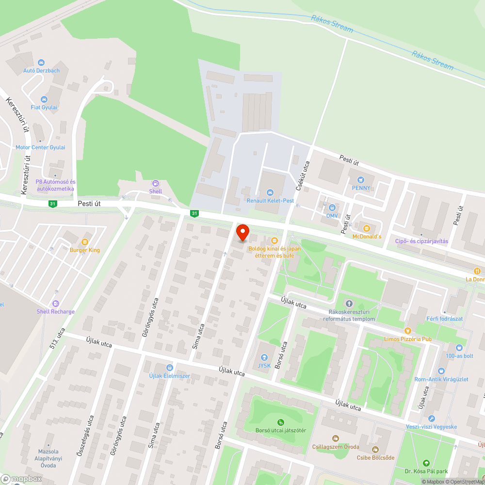 Sima utcai csatorna bejelentés helye