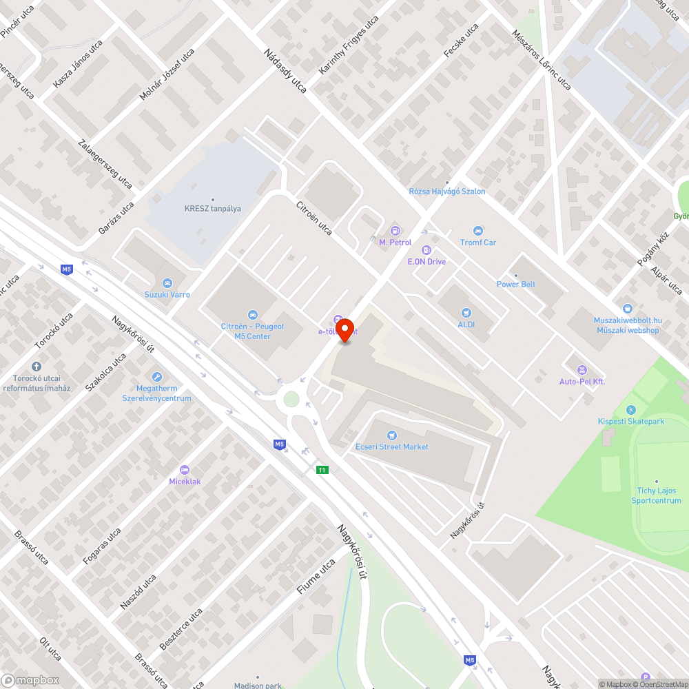 Elhagyott autó bejelentés helye