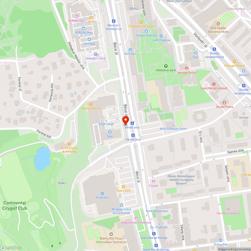 Megsüllyedt járda a bécsi úti StopShop előtt bejelentés helye