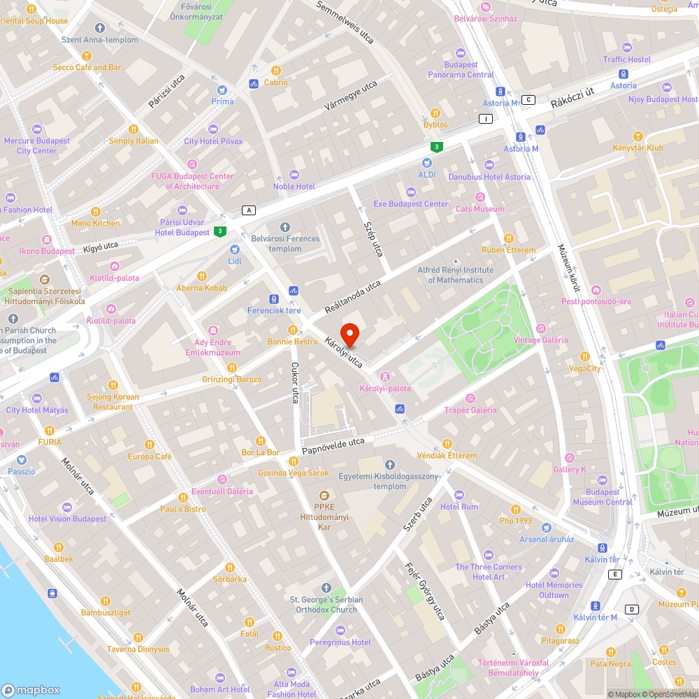 V. Károlyi utca parkolásgátló kőtömb kifordult bejelentés helye