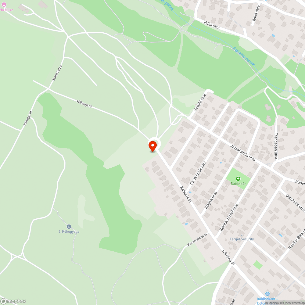 Szemét és sitt a Kőhegy felé bejelentés helye