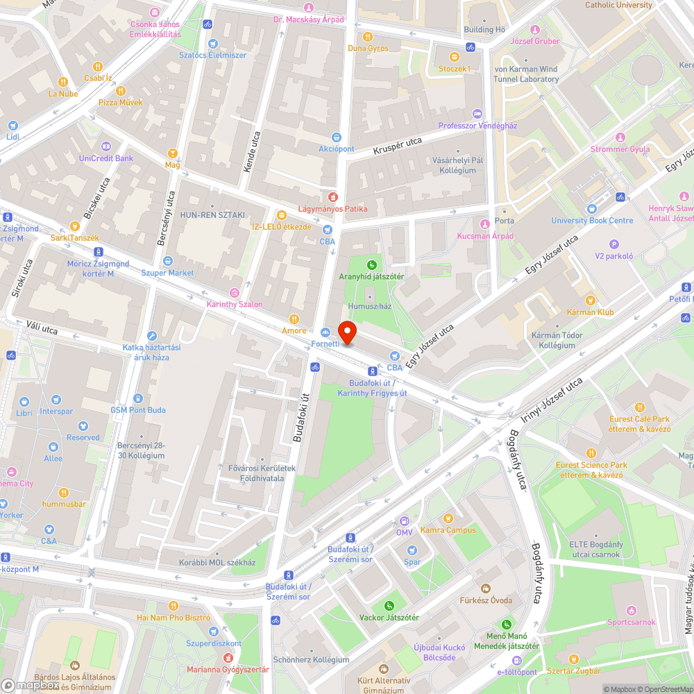 6V - Budafoki út / Karinthy Frigyes út megállo -  kuka bejelentés helye