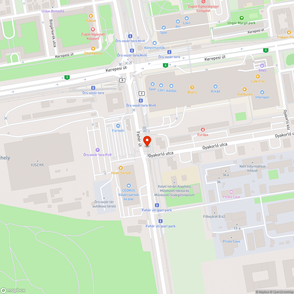 Fényterelő - Gyakorló utca bejelentés helye