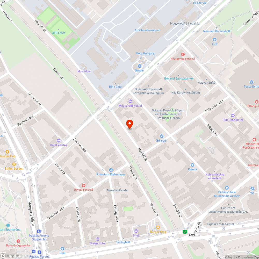 Két rendszám nélküli autó a Mexikói út elején bejelentés helye