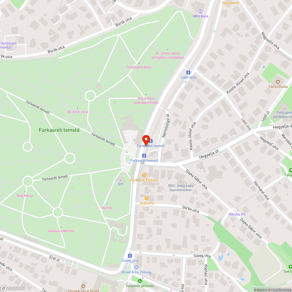 XII. Farkasréti temető mh. lyukas BKV aknafedlap bejelentés helye