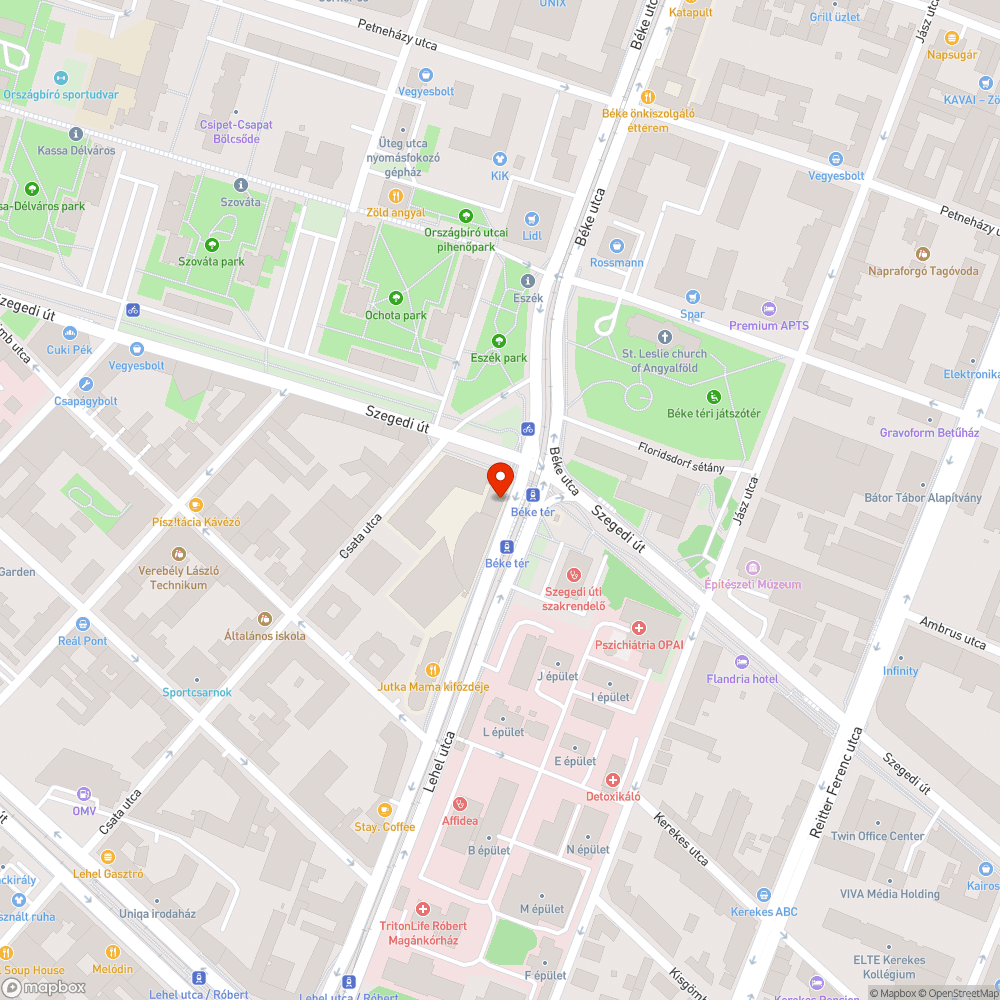 Béke tér/ Lehel utca poller igény bejelentés helye