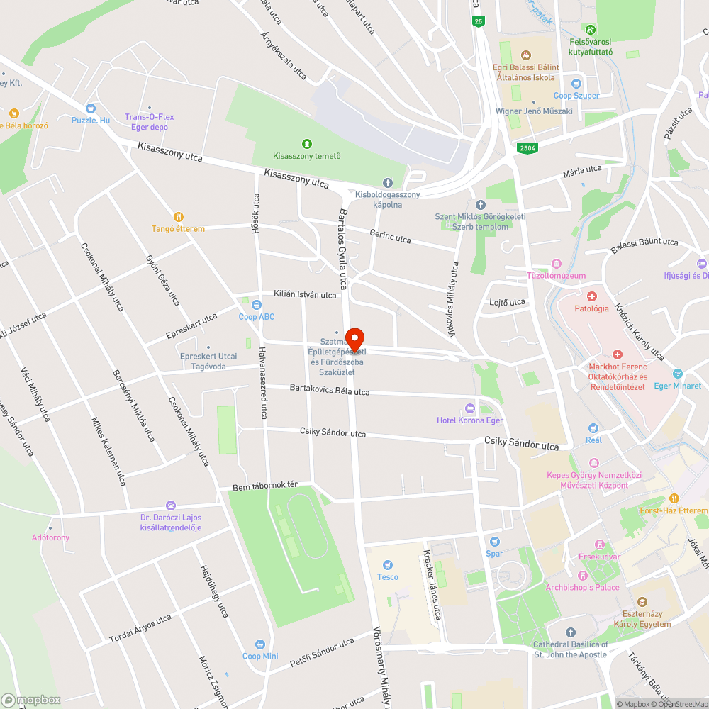 Eger Sertekapu utca 35 szám előtt kátyú bejelentés helye