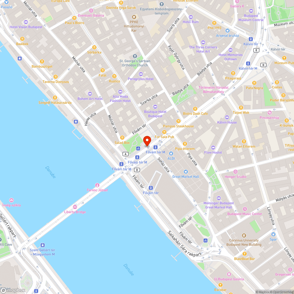 Fővám téren obszcén graffiti bejelentés helye