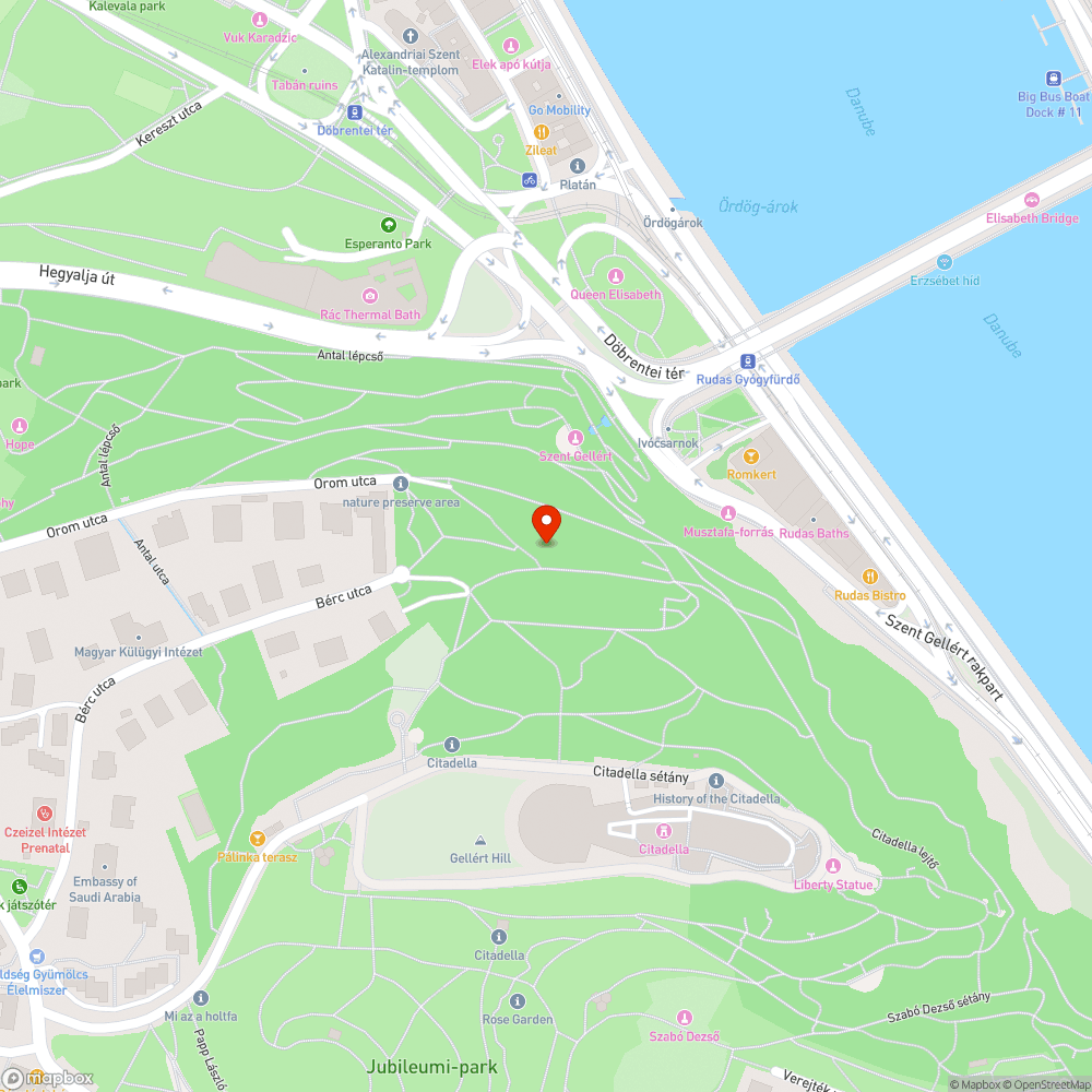 Gellért-hegyi szemetesek bejelentés helye