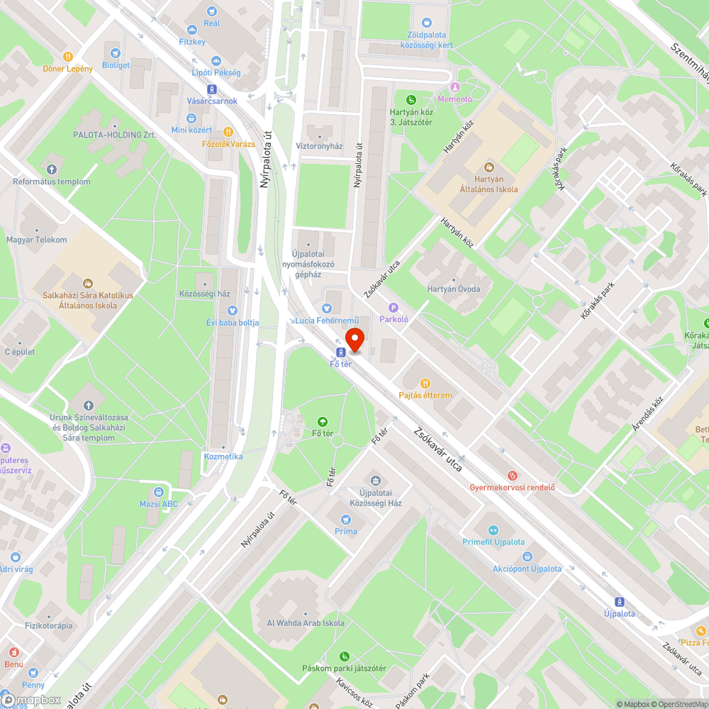 Megtolatott megálló bejelentés helye