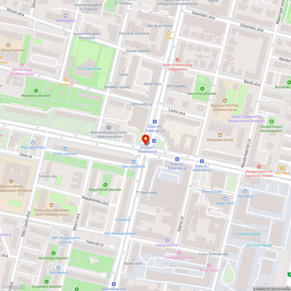 Etele út - Fehérvári út kereszteződés csatazaj bejelentés helye