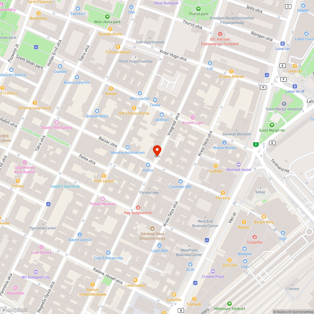 Kétirányú kerékpározás a XIII. kerületi Visegrádi utcában bejelentés helye