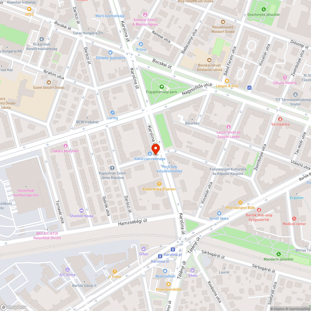 Sérült fedlap a Karolina út/Kökörcsin utcánál bejelentés helye