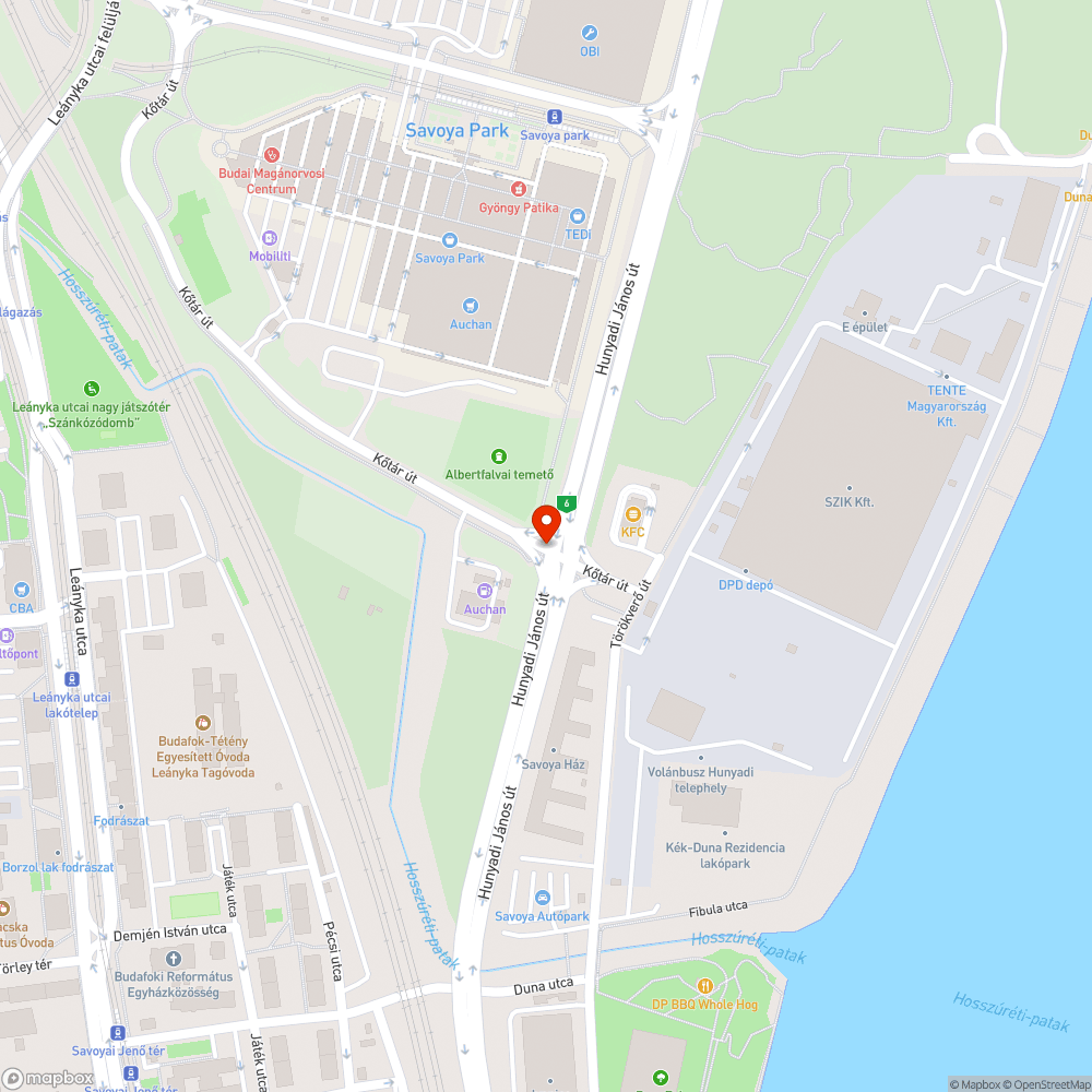 Kőtár út kátyúi bejelentés helye