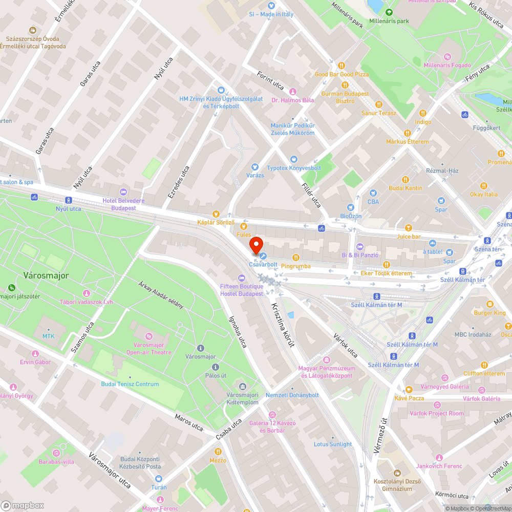 Félig leszakadt tábla/cégér bejelentés helye