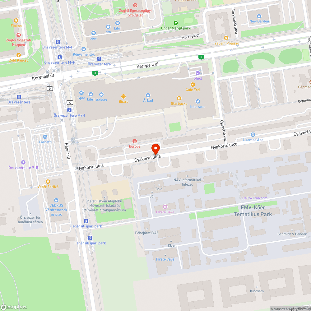 Veszélyes mélyedés a Gyakorló utcában bejelentés helye